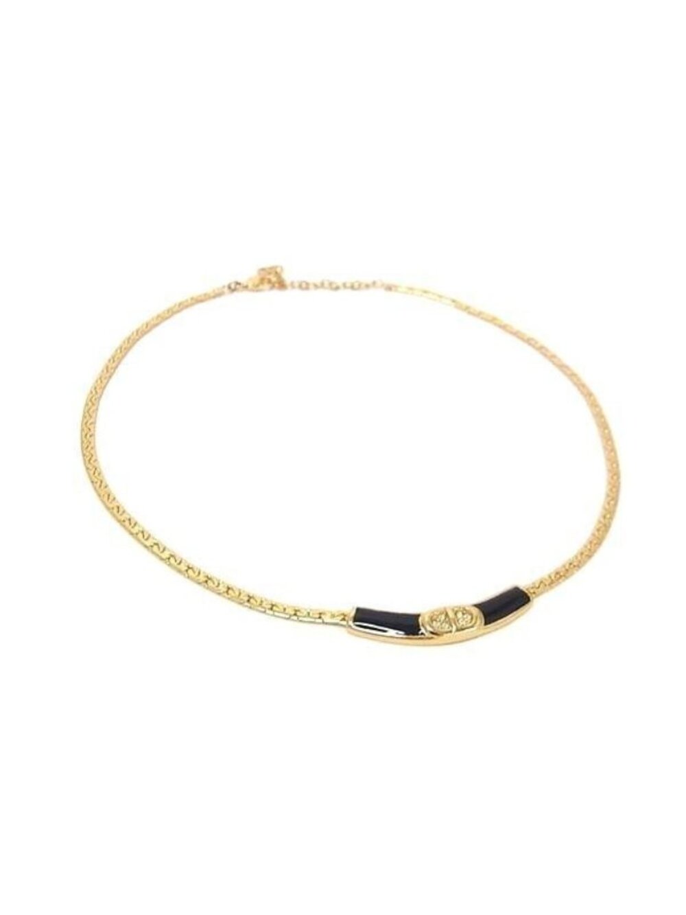 Dior Necklace Vintage Gold Metal Rhinestone